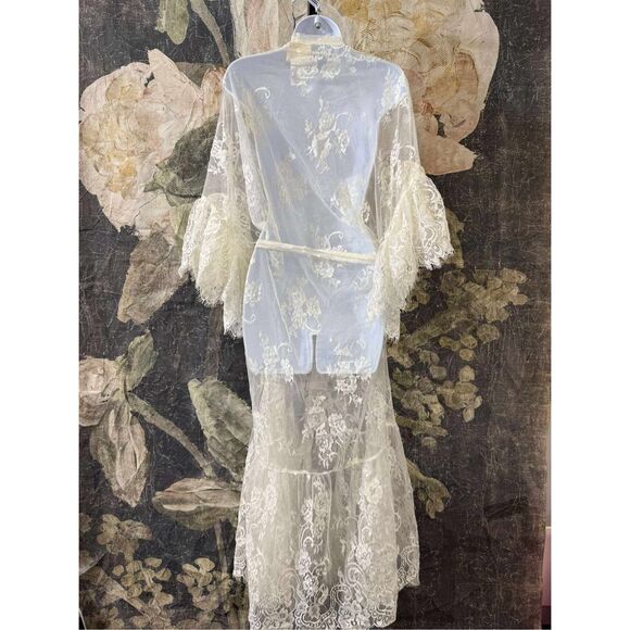 New Free People Muche Muchette Barbara Tiered Lace Kimono One Size - Picture 7 of 8
